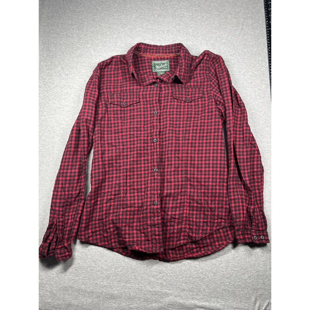 WOOLRICH WOMEN'S Red BLACK PLAID BUTTON UP FLANNEL SHIRT SIZE Medium